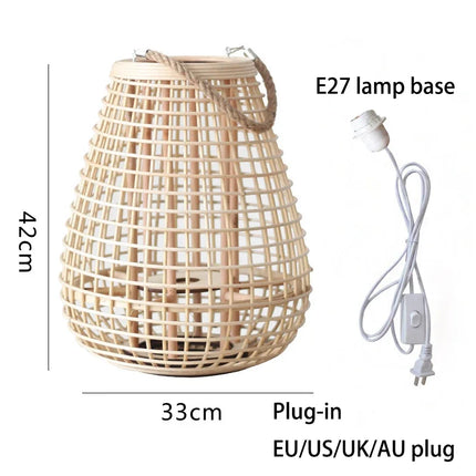 Lampadaire en rotin avec chandelier et bougie électronique décorative — LZ4X9P2