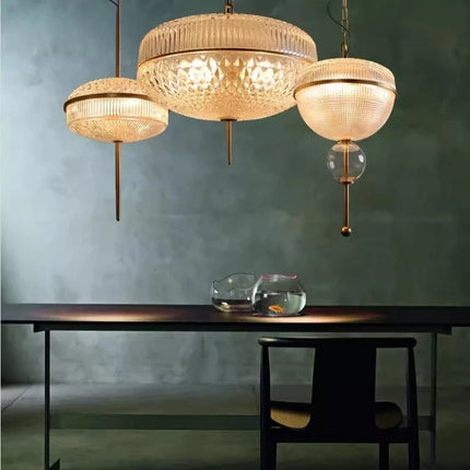 Suspension en verre champagne avec structure métal doré 3000K — LZ4X9M