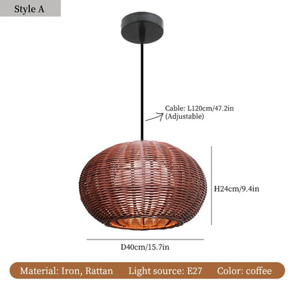 Plafonnier rotin style wabi sabi pour décoration moderne et élégante — LZ4D7Q1