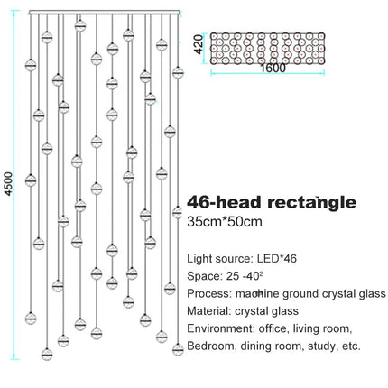 lustre en cristal moderne avec boule tournante led suspendue