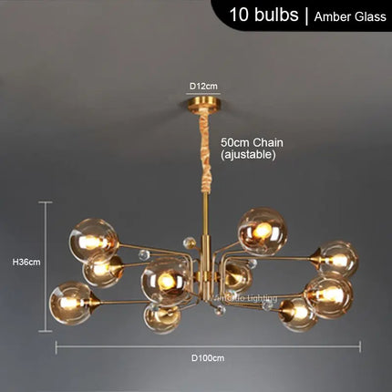 lustre led moderne 10 globes