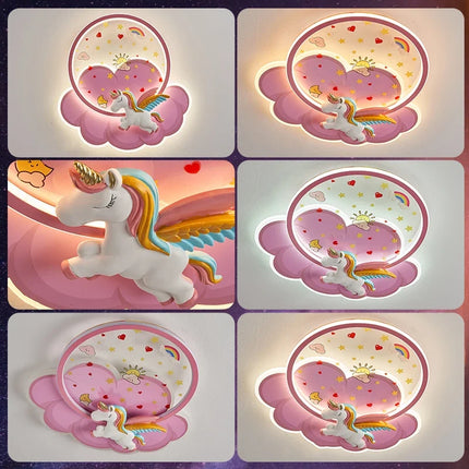 Plafonnier LED licorne pour fille avec télécommande optionnelle — LZ4X9P2