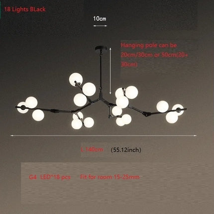 Lustre en verre avec branches et boules lumineuses décoratives — LZ4X9P