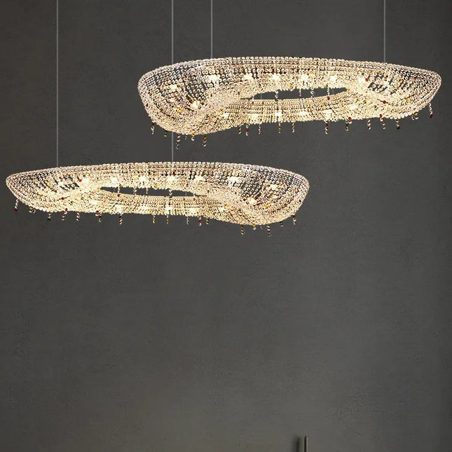 suspension luxe cristal bateau éclairage design moderne décoratif