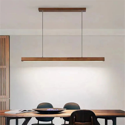Lustre rétro en bois de noyer avec bande allongée pour loft — LZ4F7Q2