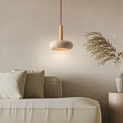 Lustre LED en travertin avec suspension en pierre naturelle — LZ4T9XJ