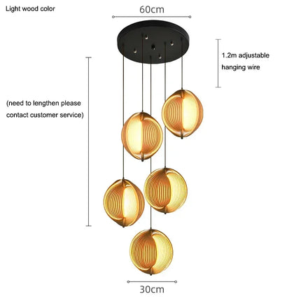 Suspension en bois style wabi sabi pour décoration intérieure moderne — LZ4X7Q9
