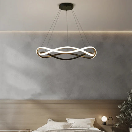 Lustre LED design en aluminium à anneaux géométriques — LZ4X9P