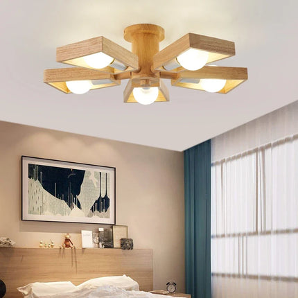 Lustre suspension en bois style nordique pour décoration d’intérieur — LZ4P9XJ