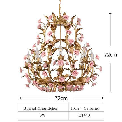 Lustre LED floral en céramique cuivre rose pour intérieur — LZ4XJ9