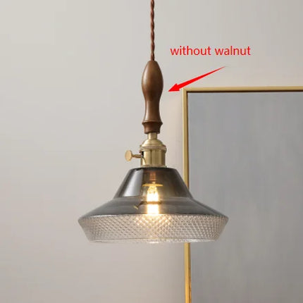 suspension en noyer et verre pour intérieur moderne