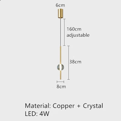 Suspension LED en laiton avec cordon réglable design moderne — LZ4XJ9