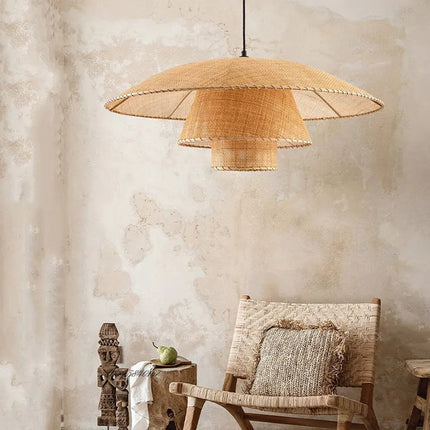 Suspension vintage en rotin tissé main pour hôtels et restaurants — LZ4X9Q2N
