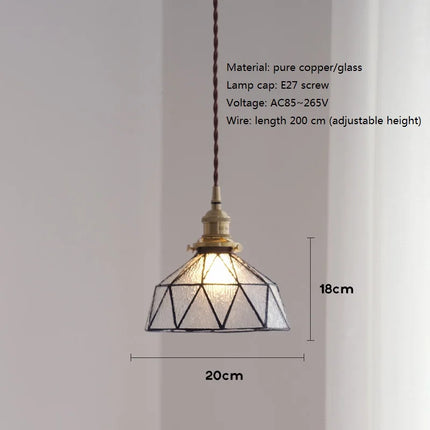 Suspension vintage en laiton et verre style nordique — LZ7D4Q