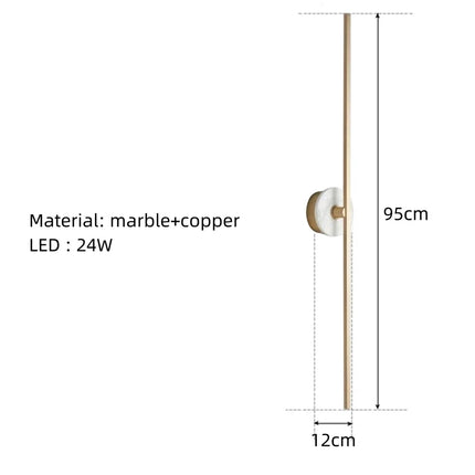 Applique murale en marbre naturel avec détail en laiton minimaliste — LZ4X9P2