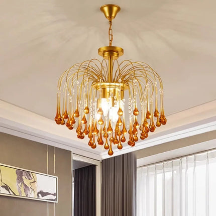 Lustre suspension rétro en verre marron élégant et moderne — LZ4P9X
