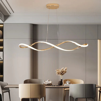 Lustre LED moderne multi-finitions or, chrome et noir avec télécommande L92cm — LZ4P7XQ