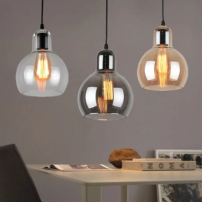suspension led en verre nordique pour éclairage de table