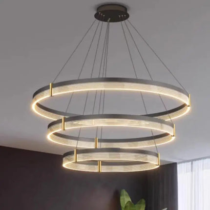 Lustre LED anneau moderne en acrylique avec cercle intérieur — LZ4X9M