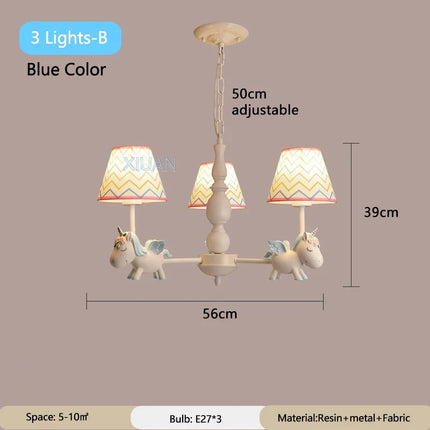 Lustre suspension dessin animé licorne pour chambre d’enfant — LZ4P9XQ