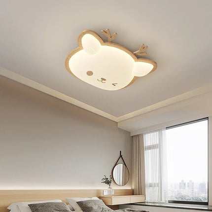 Plafonnier LED nordique en bois massif avec motifs cerf et élan — LZ4X9T2