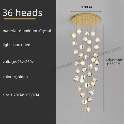 Lustre rotatif en cristal style nordique pour éclairage intérieur — LZ4X9P