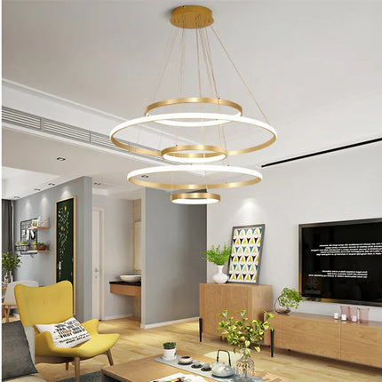 Lustre nordique moderne avec anneau lumineux et télécommande — LZ4X9P2