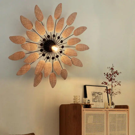 Applique murale en rotin style wabi sabi pour intérieur et salon de thé — LZ4XJ9