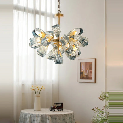 Lustre artistique en verre cristal avec LED dorée — LZ4X9TQ