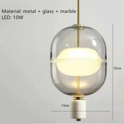 Suspension nordique en verre marbré et métal doré — LZ4X9T