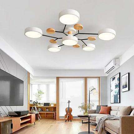 Plafonnier LED en bois au design nordique pour intérieur élégant — LZ4X9P2