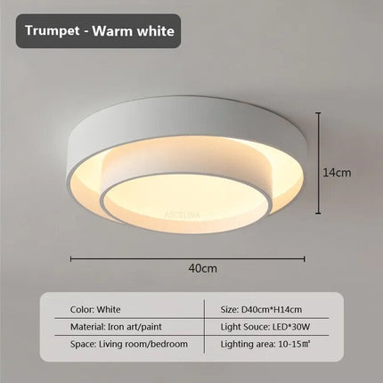 Plafonnier LED blanc minimaliste double cercle moderne — LZ4X9P2