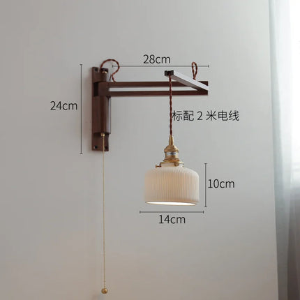 Applique murale LED télescopique style rétro japonais en laiton et verre — LZ4X9P2