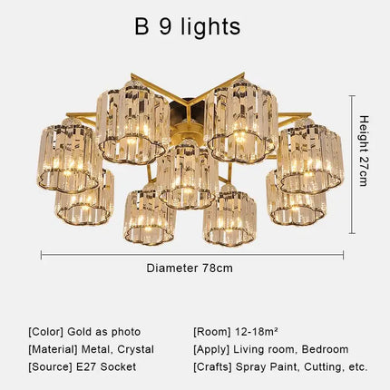 Lustre nordique en cristal avec métal chromé et verre transparent — LZ4X9M