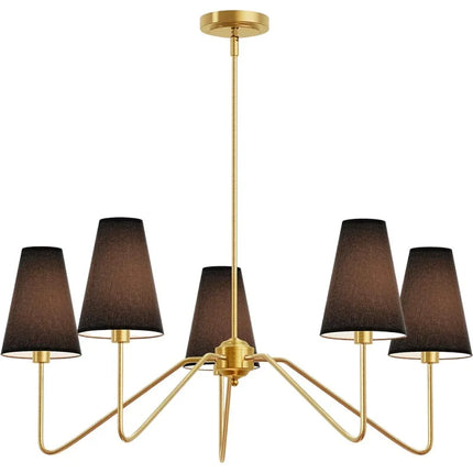 Lustre classique or poli avec abat-jour en lin blanc pour chambre — LZ4X9T2