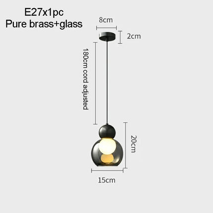 Suspension en verre transparent avec tête décorative en cuivre — LZ4X9P
