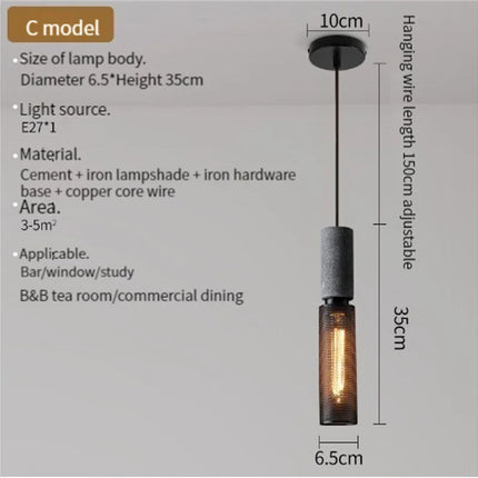 Suspension industrielle en béton avec abat-jour en fer — LZ4X9P