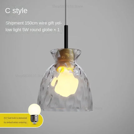 Lustre suspension nordique en bois et verre — LZ4X9P2
