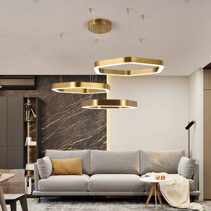 Lustre suspension hexagonal moderne en acier inoxydable — LZ4X9T