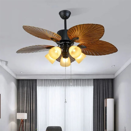 Plafonnier vintage américain avec ventilateur et télécommande moderne — LZ4N7Q2P