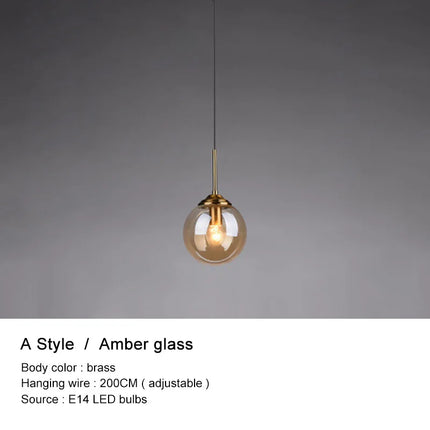 Lustre boule en verre moderne design