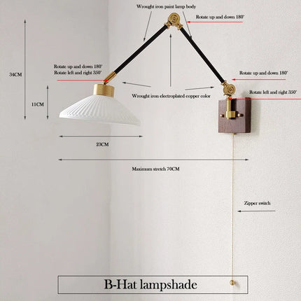 Applique murale rétractable en céramique style industriel — LZ4X9P