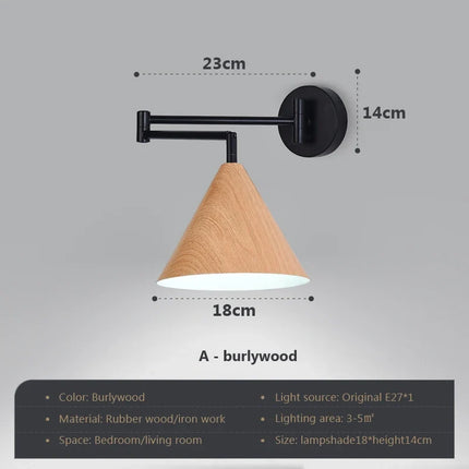 Applique murale en bois avec bras pivotant réglable — LZ4N7Q2