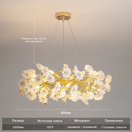 Lustre en céramique à motifs floraux français pour décoration romantique — LZ4X9P2