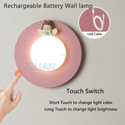 Applique murale ronde à piles design princesse sans câblage — LZ4X9P2