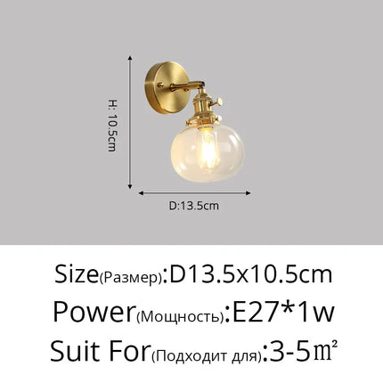Applique murale nordique en cuivre avec abat-jour en verre LED — LZ4X9T2