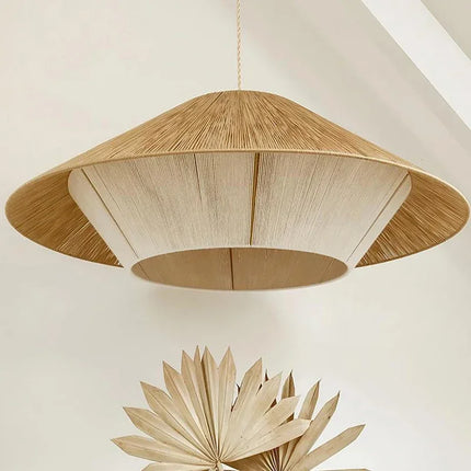 Suspension rétro en rotin style wabi sabi pour bar et restaurant — LZ4X9M