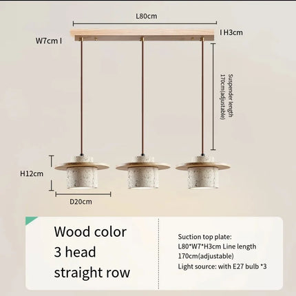 Suspension LED minimaliste japonaise en noyer et travertin — LZ4X9P