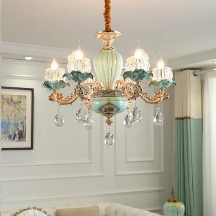 Lustre suspension style européen rétro en cristal et céramique — LZ4D9XQ