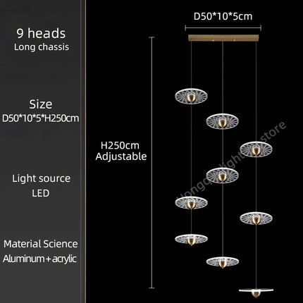 Lustre suspension design nordique simple et élégant pour escalier — LZ4X9T2